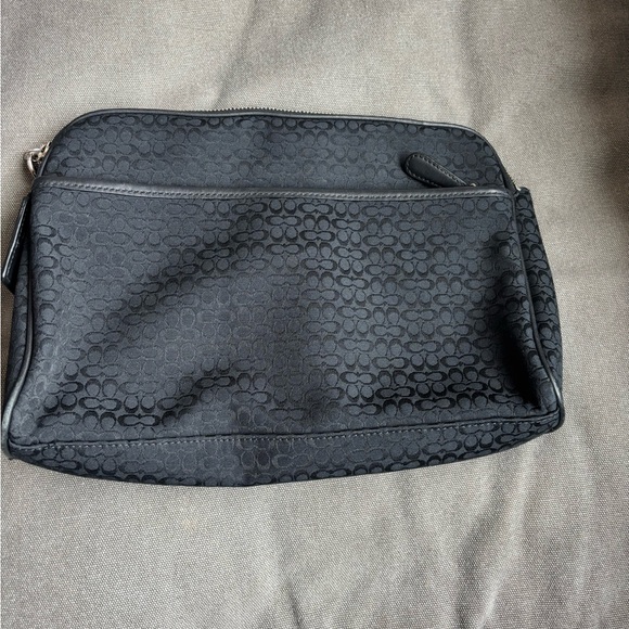 Gentler used Coach Signature makeup/laptop pouch tote clutch bag - Picture 7 of 8